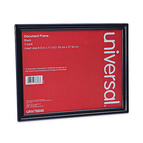 Universal All Purpose Document Frame, 8.5 x 11 Insert, Black, 3/Pack (UNV76848)