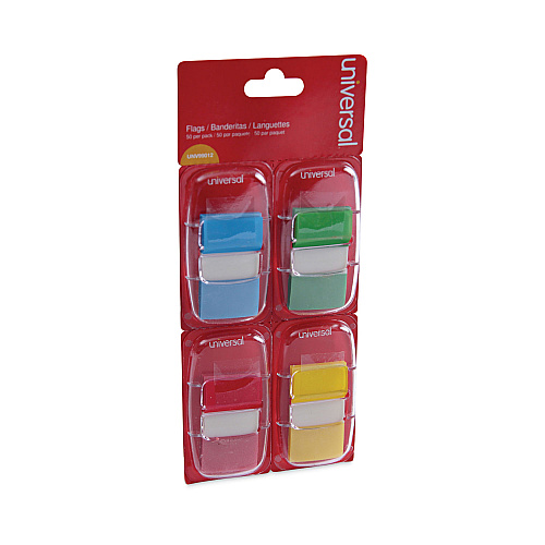 Universal Deluxe Pop-Up Page Flags, 1 x 1.75, Four Assorted Colors, 50 Flags/Dispenser, 4 Dispensers/Pack (UNV99012)
