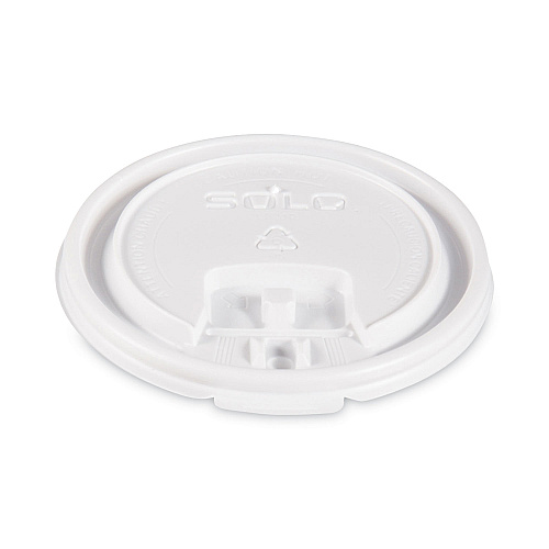 SOLO Lift Back and Lock Tab Lids for Paper Cups, Fits 10 oz Cups, White, 100/Sleeve, 10 Sleeves/Carton (LB3101)