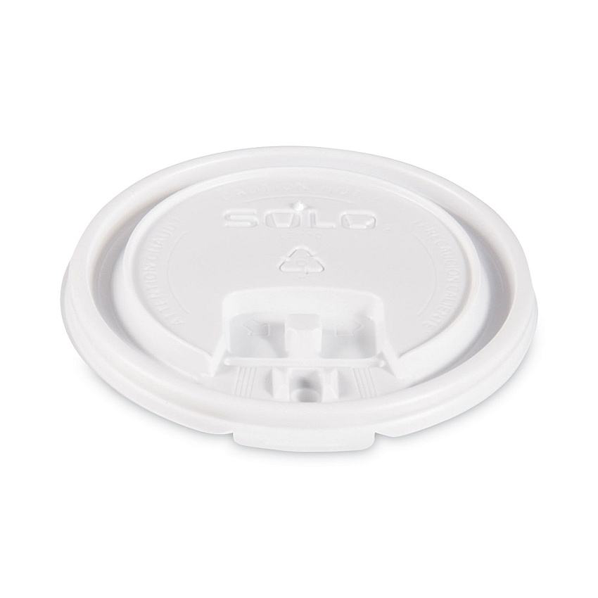 SOLO Lift Back and Lock Tab Lids for Paper Cups, Fits 10 oz Cups, White, 100/Sleeve, 10 Sleeves/Carton (LB3101)