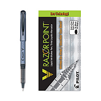 Pilot V Razor Point Liquid Ink Porous Point Pen, Stick, Extra-Fine 0.5 mm, Black Ink, Gray/Smoke Barrel, Dozen (11020)