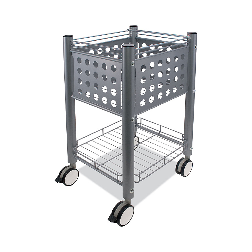 Vertiflex Sidekick File Cart, Metal, 1 Shelf, 1 Bin, 13.75" x 15.5" x 26.25", Matte Gray (VF52002)