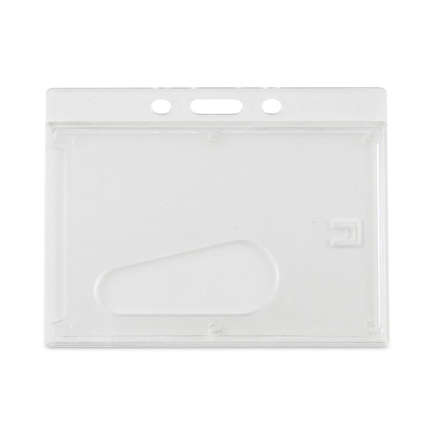Advantus Frosted One-Card Rigid Badge Holders, Horizontal, Frosted 3.68" x 2.75" Holder, 3.38" x 2.13" Insert, 25/Box (76075)