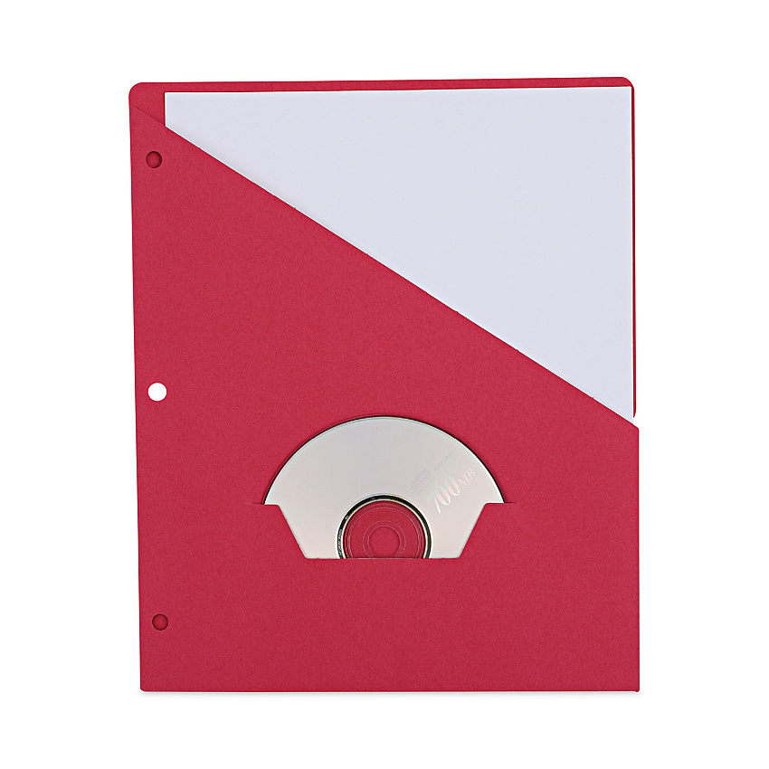 Universal Slash-Cut Pockets for Three-Ring Binders, Jacket, Letter, 11 Pt., 8.5 x 11, Red, 10/Pack (UNV61683)