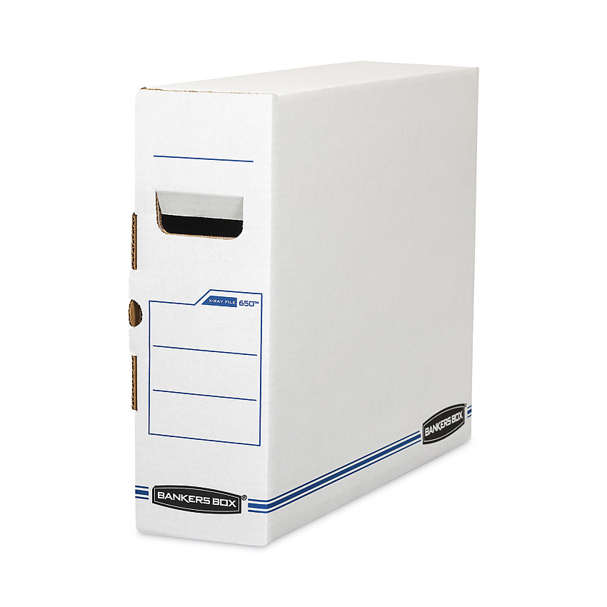 Bankers Box X-Ray Storage Boxes, 5" x 18.75" x 14.88", White/Blue, 6/Carton (00650)