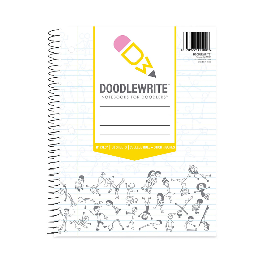 Roaring Spring DoodleWrite Notebooks, 1-Subject, Wide/Legal Rule, White Cover, (50) Sheets, 24/Carton (11101CS)