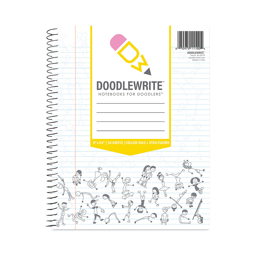 Roaring Spring DoodleWrite Notebooks, 1-Subject, Medium/College Rule, White Cover, (60) Sheets, 24/Carton (11100CS)