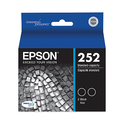 Epson T252120D2 (T252) DURABrite Ultra Ink, 350 Page-Yield, Black, 2/Pack