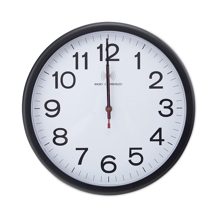 Universal Deluxe 13 1/2" Indoor/Outdoor Atomic Clock, 13.5" Overall Diameter, Black Case, 1 AA (sold separately) (UNV10417)
