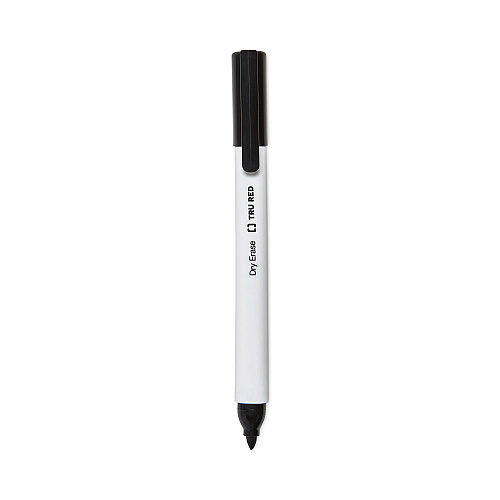 TRU RED Dry Erase Marker, Pen-Style, Fine Bullet Tip, Black, 4/Pack (24376609)