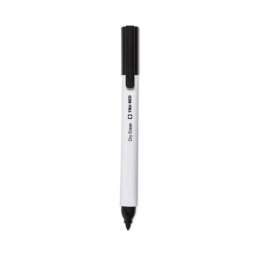 TRU RED Dry Erase Marker, Tank-Style, Medium Chisel Tip, Black, 4/Pack (24376614)