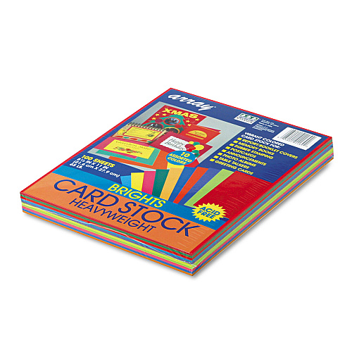 Pacon Array Card Stock, 65 lb Cover Weight, 8.5 x 11, Assorted Bright Colors, 100/Pack (101169)