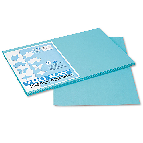 Pacon Tru-Ray Construction Paper, 76 lb Text Weight, 12 x 18, Turquoise, 50/Pack (103039)