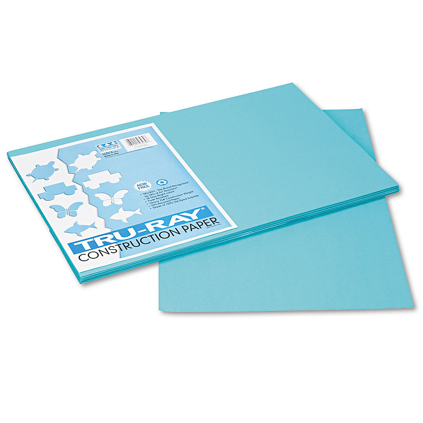 Pacon Tru-Ray Construction Paper, 76 lb Text Weight, 12 x 18, Turquoise, 50/Pack (103039)
