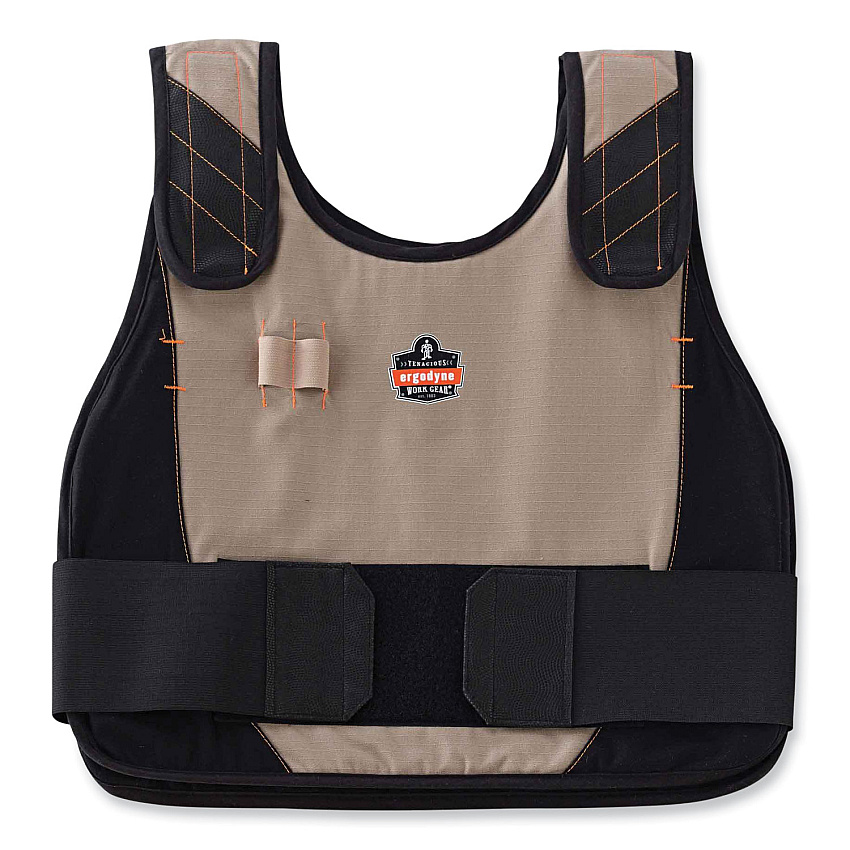ergodyne Chill-Its 6215 Premium FR Phase Change Cooling Vest with Packs, Modacrylic Cotton, Small/Medium, Khaki (12200)