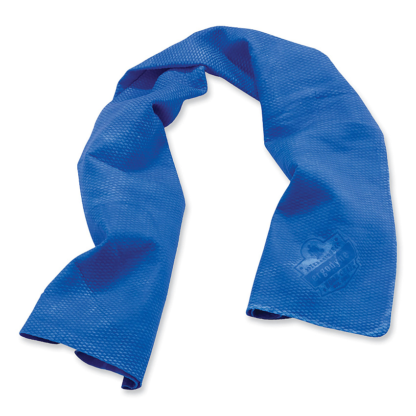 ergodyne Chill-Its 6602 Evaporative PVA Cooling Towel, 29.5 x 13, One Size Fits Most, PVA, Blue, 50/Pack (12410)
