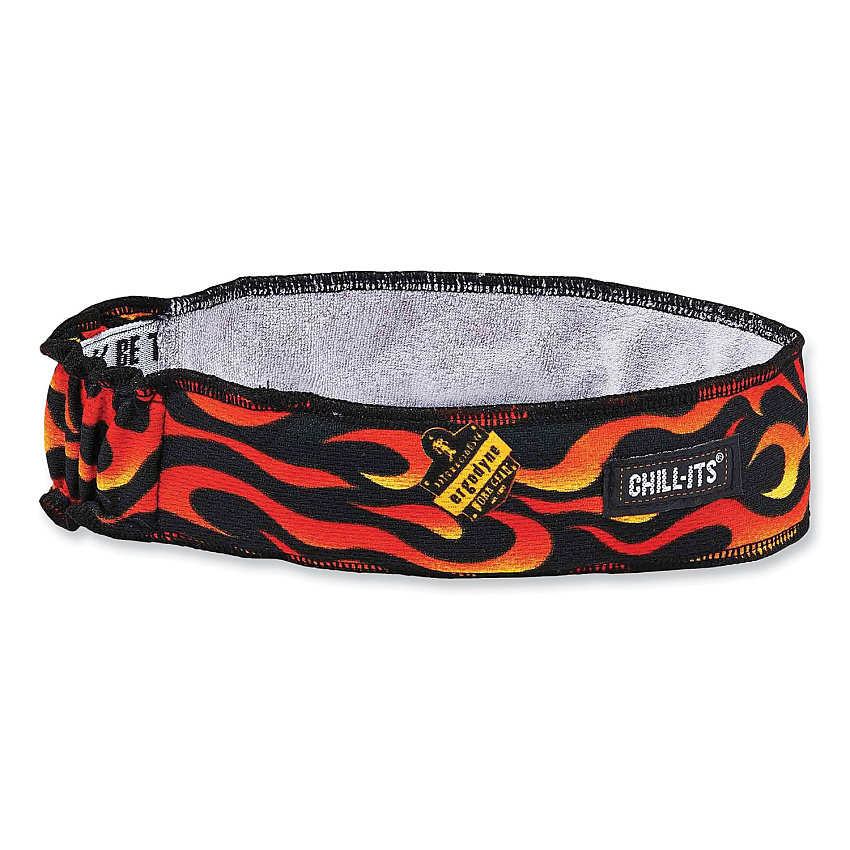 ergodyne Chill-Its 6605 High-Performance Terry Cloth Sweatband, Cotton Terry Cloth, One Size Fits Most, Flames (12429)