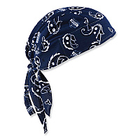 ergodyne Chill-Its 6615 High-Performance Bandana Doo Rag  with Terry Cloth Sweatband, One Size Fits Most, Navy Western (12480)