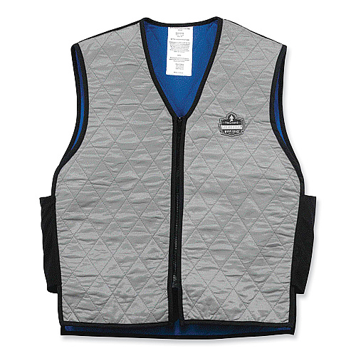 ergodyne Chill-Its 6665 Embedded Polymer Cooling Vest with Zipper, Nylon/Polymer, X-Large, Gray (12545)