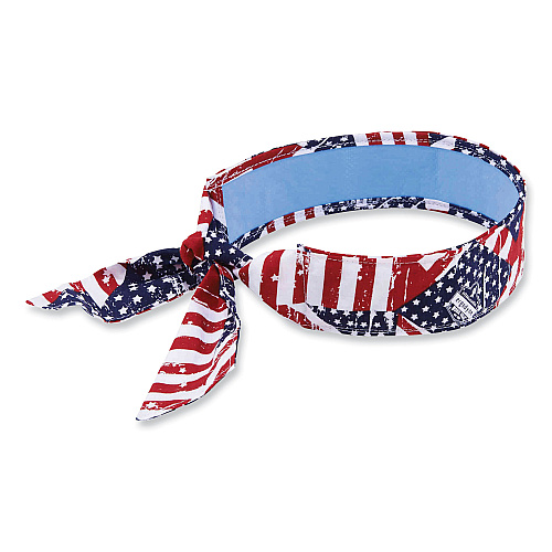 ergodyne Chill-Its 6700CT Cooling Bandana PVA Tie Headband, One Size Fits Most, Stars and Stripes (12561)