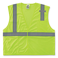 ergodyne GloWear 8210HL Class 2 Economy Mesh Hook and Loop Vest, Polyester, Small/Medium, Lime (21023)