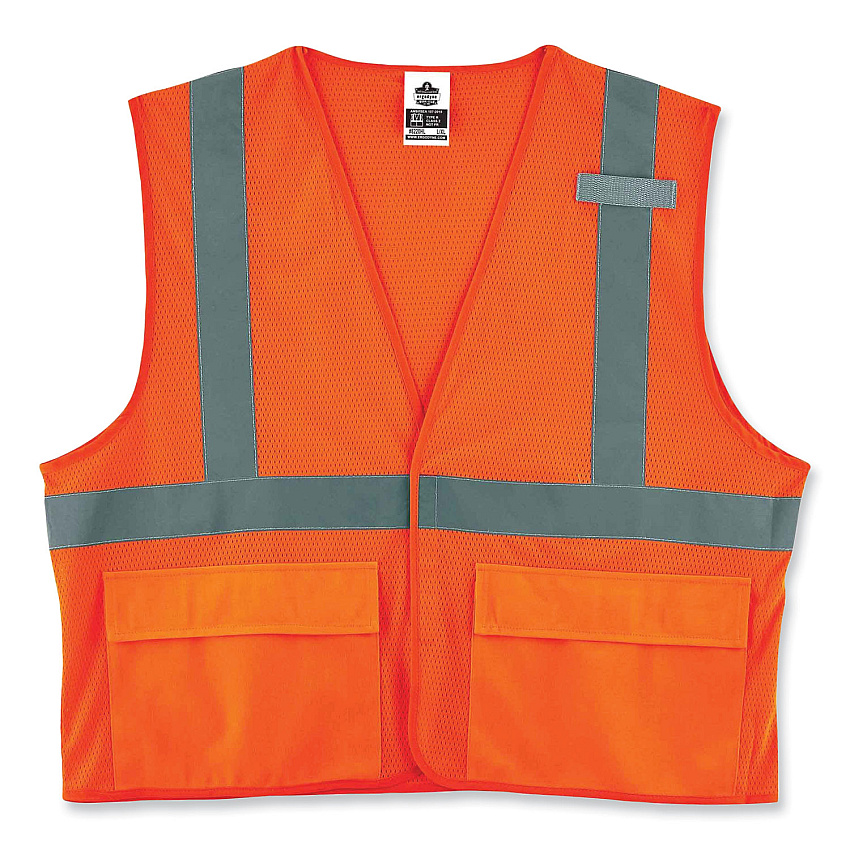 ergodyne GloWear 8220HL Class 2 Standard Mesh Hook and Loop Vest, Polyester, 4X-Large/5X-Large, Orange (21139)