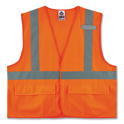 ergodyne GloWear 8225HL Class 2 Standard Solid Hook and Loop Vest, Polyester, Orange, Small/Medium (21173)
