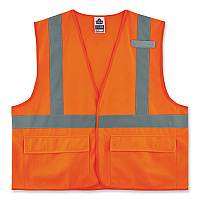ergodyne GloWear 8225HL Class 2 Standard Solid Hook and Loop Vest, Polyester, Orange, Large/X-Large (21175)