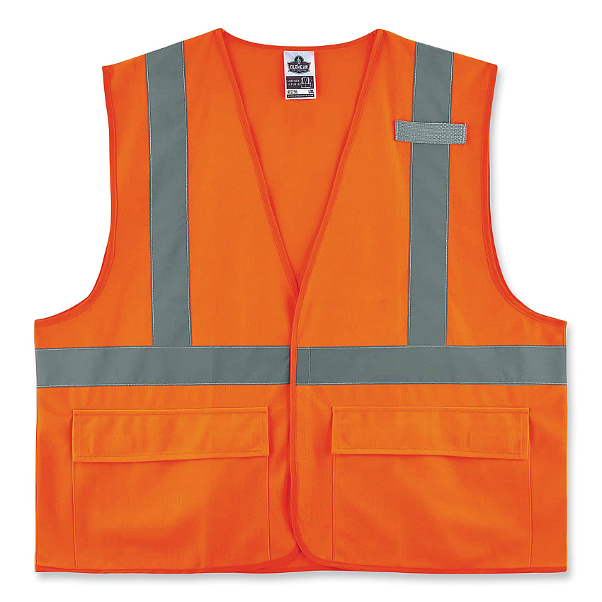 ergodyne GloWear 8225HL Class 2 Standard Solid Hook and Loop Vest, Polyester, Orange, Large/X-Large (21175)