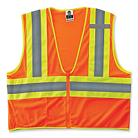 ergodyne GloWear 8229Z Class 2 Economy Two-Tone Zipper Vest, Polyester, X-Small, Orange (21301)