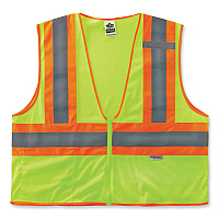 ergodyne GloWear 8230Z Class 2 Two-Tone Mesh Zipper Vest, Polyester, 2X-Large/3X-Large, Lime (21327)