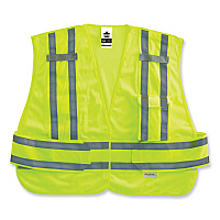 ergodyne GloWear 8244PSV Class 2 Expandable Public Safety Hook and Loop Vest, Polyester, Medium/Large, Lime (21364)