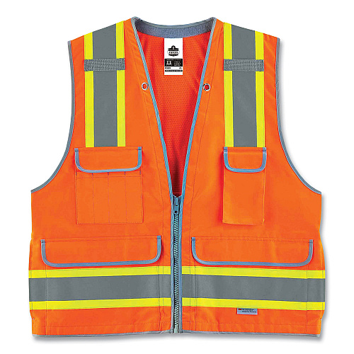 ergodyne GloWear 8254HDZ Class 2 Heavy-Duty Surveyors Zipper Vest, Polyester, 2X-Large/3X-Large, Orange (21457)
