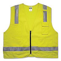 ergodyne GloWear 8262FRZ Class 2 FR Surveyor Zipper Vest, Tencel/Modacrylic/Para-aramid/Kevlar, Large/X-Large, Lime (21485)