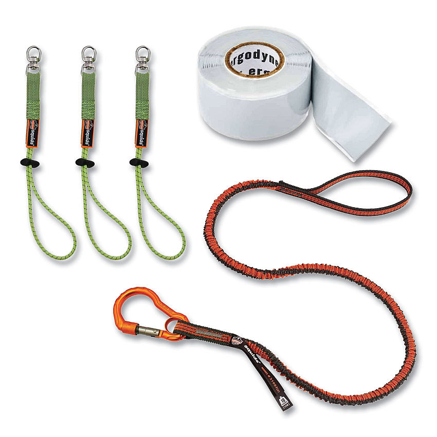 ergodyne Squids 3182 Tool Tethering Kit, 10 lb Max Working Capacity, 38" to 48" Long, Orange/Gray and Neon Green (19652)