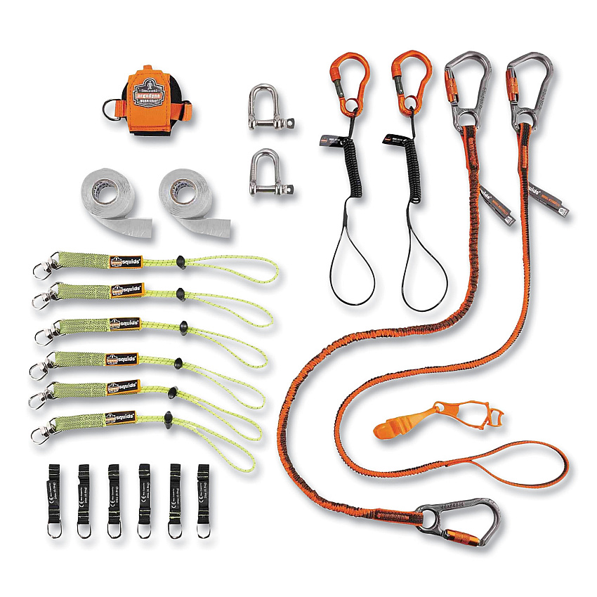 ergodyne Squids 3187 Scaffolding Worker Tool Tethering Kit, Assorted Max Working Capacities, Lengths and Colors (19657)