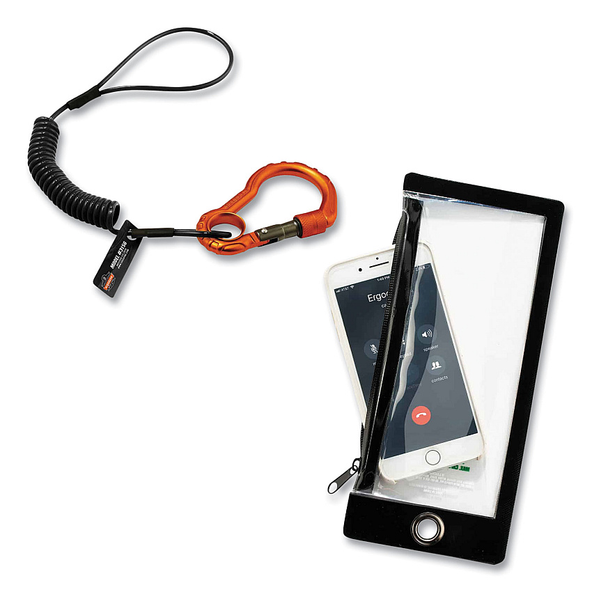 ergodyne Squids 3195 Cell Phone Tool Tethering Kit, 1 lb Max Working Capacity, 12" to 48", Black/Orange (19665)