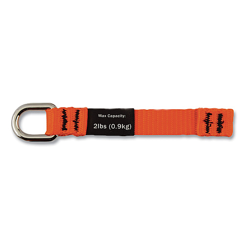 ergodyne Squids 3700 Nylon Webbing Tool Tails with D-Rings, 2lb Max Working Capacity, 4.5" Long, Orange/Black, 6/Pack, 10 Packs/Carton (19704BULK)