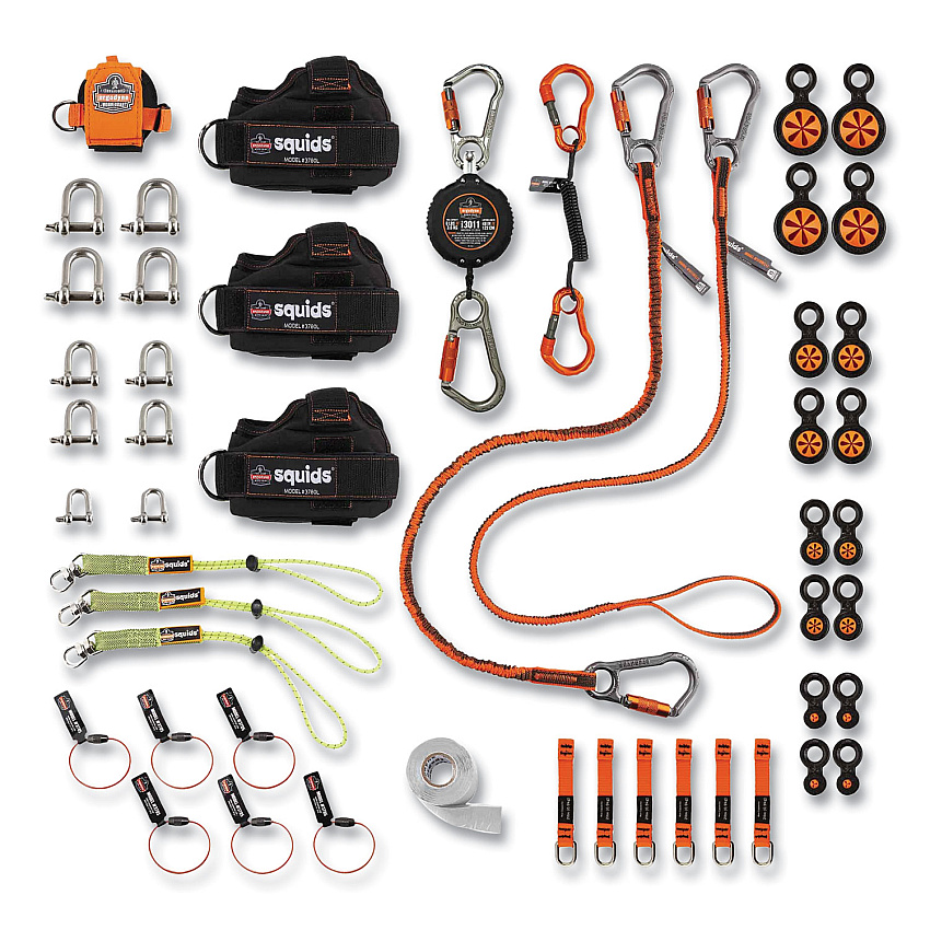 ergodyne Squids 3170 Tower Climber Tool Tethering Kit, Assorted Max Working Capacities, Lengths and Colors (19670)