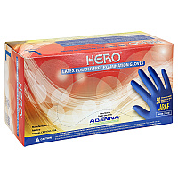 Hero Latex Pwdfree 14 Mil Extended Cuff Exam Gloves Blue Lrg, Case Of 500 (HER006)