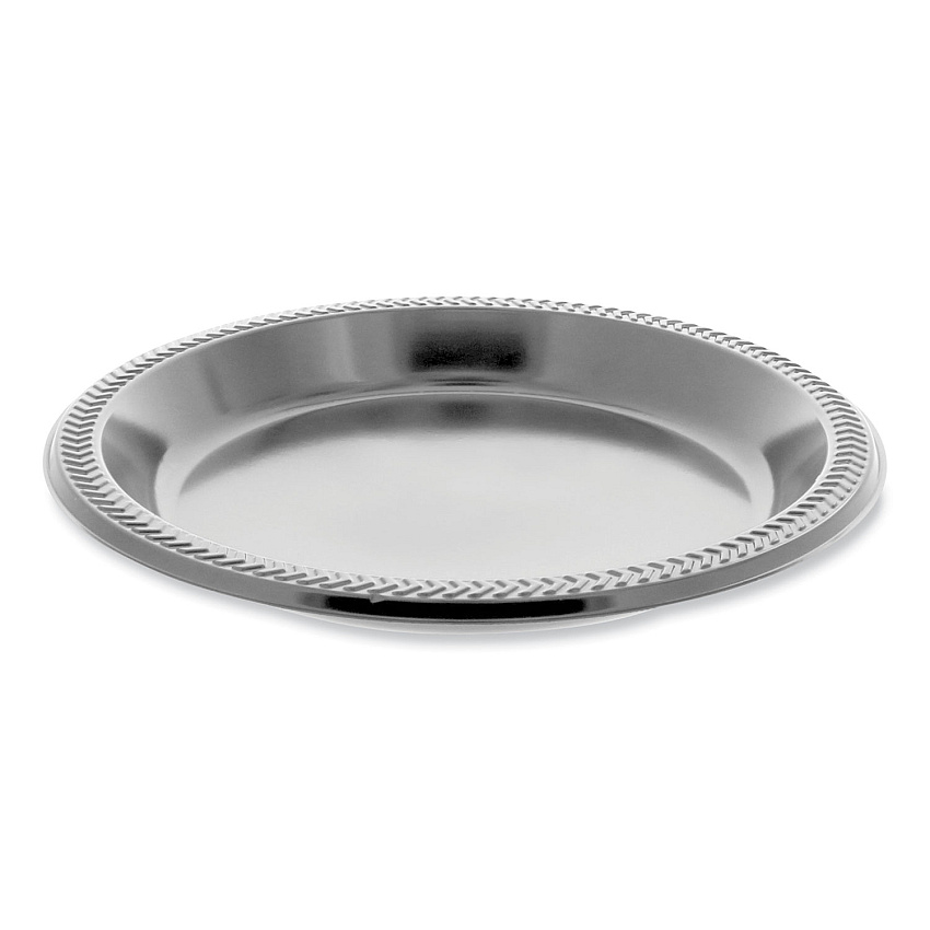 Pactiv Meadoware Impact Plastic Dinnerware, Plate, 10.25" dia, Black, 500/Carton (MI10EY)