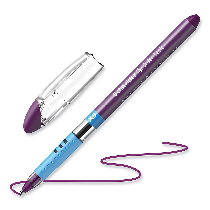 Schneider Slider Basic Ballpoint Pen, Stick, Extra-Bold 1.4 mm, Violet Ink, Violet Barrel, 10/Box (151208)