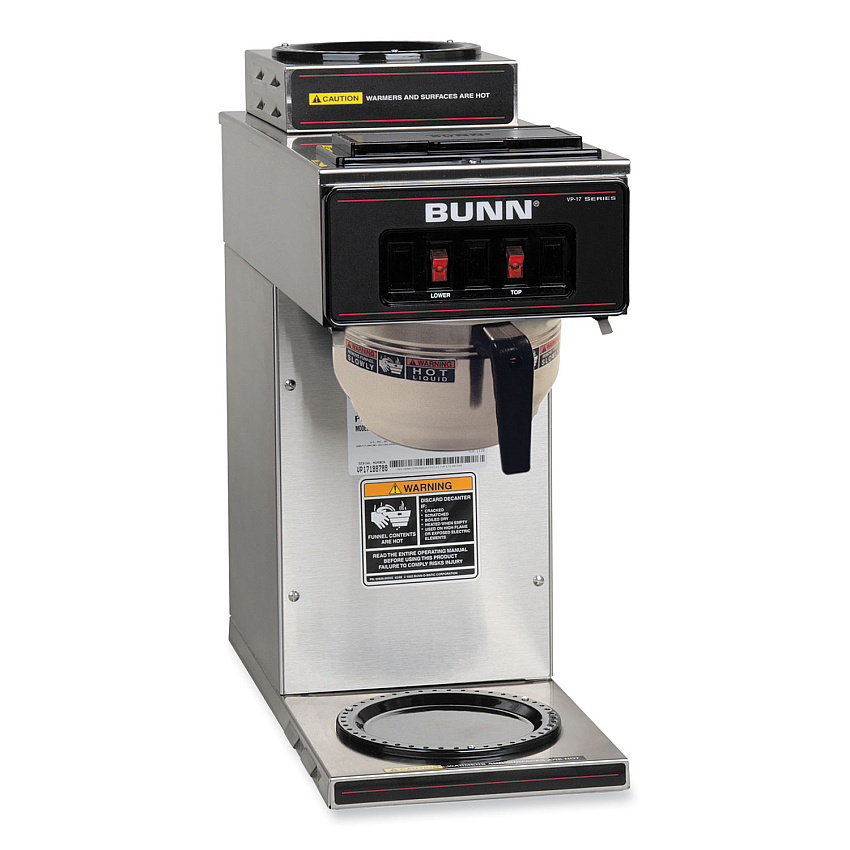 BUNN VP17-2 12-Cup Pourover Coffee Brewer, Black/Stainless Steel (133000002)