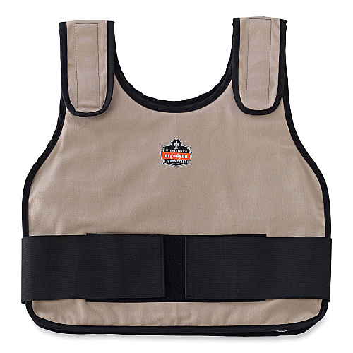 ergodyne Chill-Its 6230 Standard Phase Change Cooling Vest with Packs, Cotton, Small/Medium, Khaki (12000)