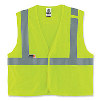 ergodyne GloWear 8263FRHL Class 2 FR Safety Economy Hook and Loop Vest, Modacrylic Mesh/Cotton, 2X-Large/3X-Large, Lime (21867)