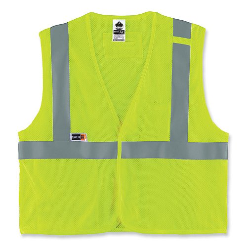 ergodyne GloWear 8263FRHL Class 2 FR Safety Economy Hook and Loop Vest, Modacrylic Mesh/Cotton, 2X-Large/3X-Large, Lime (21867)