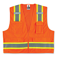 ergodyne GloWear 8248Z Class 2 Two-Tone Surveyors Zipper Vest, Polyester, Small/Medium, Orange (24063)