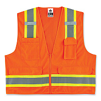 ergodyne GloWear 8248Z Class 2 Two-Tone Surveyors Zipper Vest, Polyester, 2X-Large/3X-Large, Orange (24067)