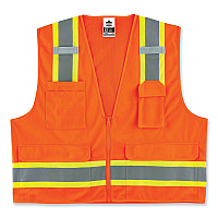 ergodyne GloWear 8248Z Class 2 Two-Tone Surveyors Zipper Vest, Polyester, 4X-Large/5X-Large, Orange (24069)