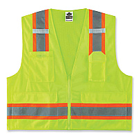 ergodyne GloWear 8248Z Class 2 Two-Tone Surveyors Zipper Vest, Polyester, 4X-Large/5X-Large, Lime (24079)